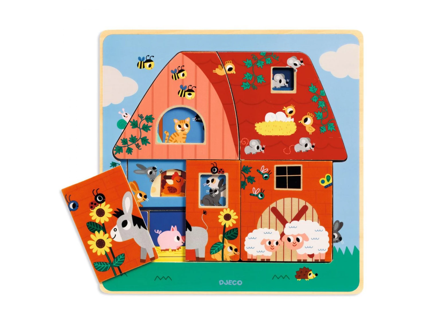 Djeco DJ01482 - Puzzles Bois 3 Niveaux - Chez Moo 4 Djeco DJ01482 - Puzzles Bois 3 Niveaux - Chez Moo – Image 2