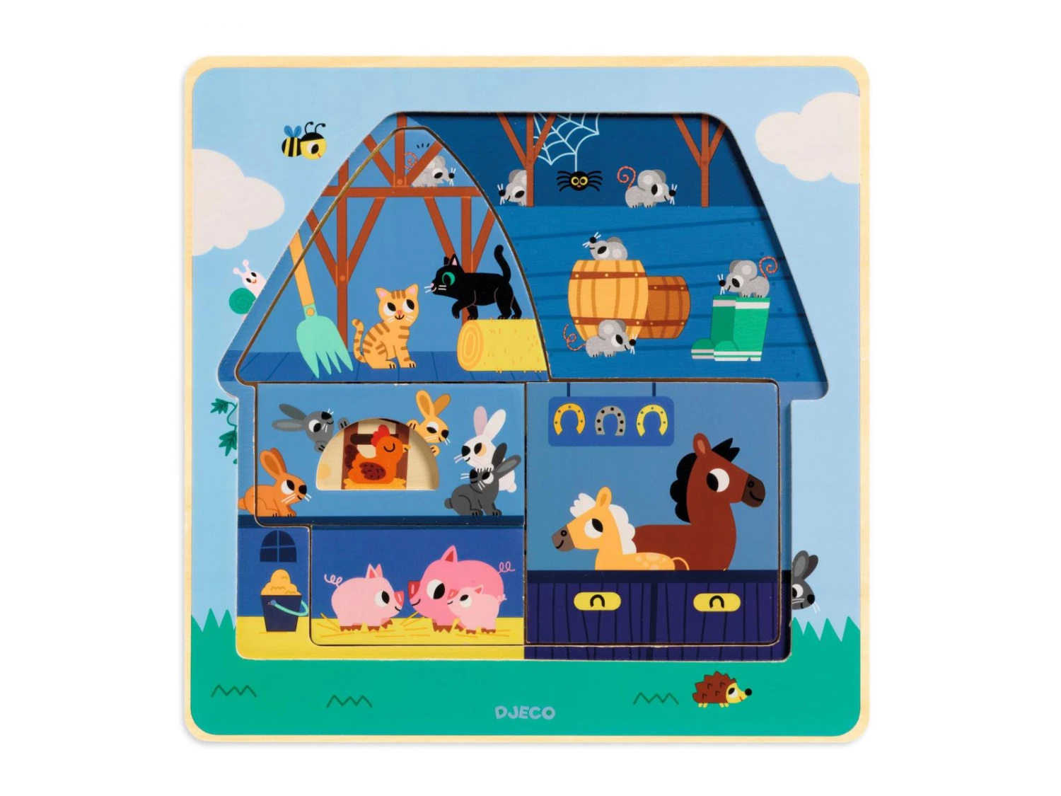 Djeco DJ01482 - Puzzles Bois 3 Niveaux - Chez Moo 5 Djeco DJ01482 - Puzzles Bois 3 Niveaux - Chez Moo – Image 3