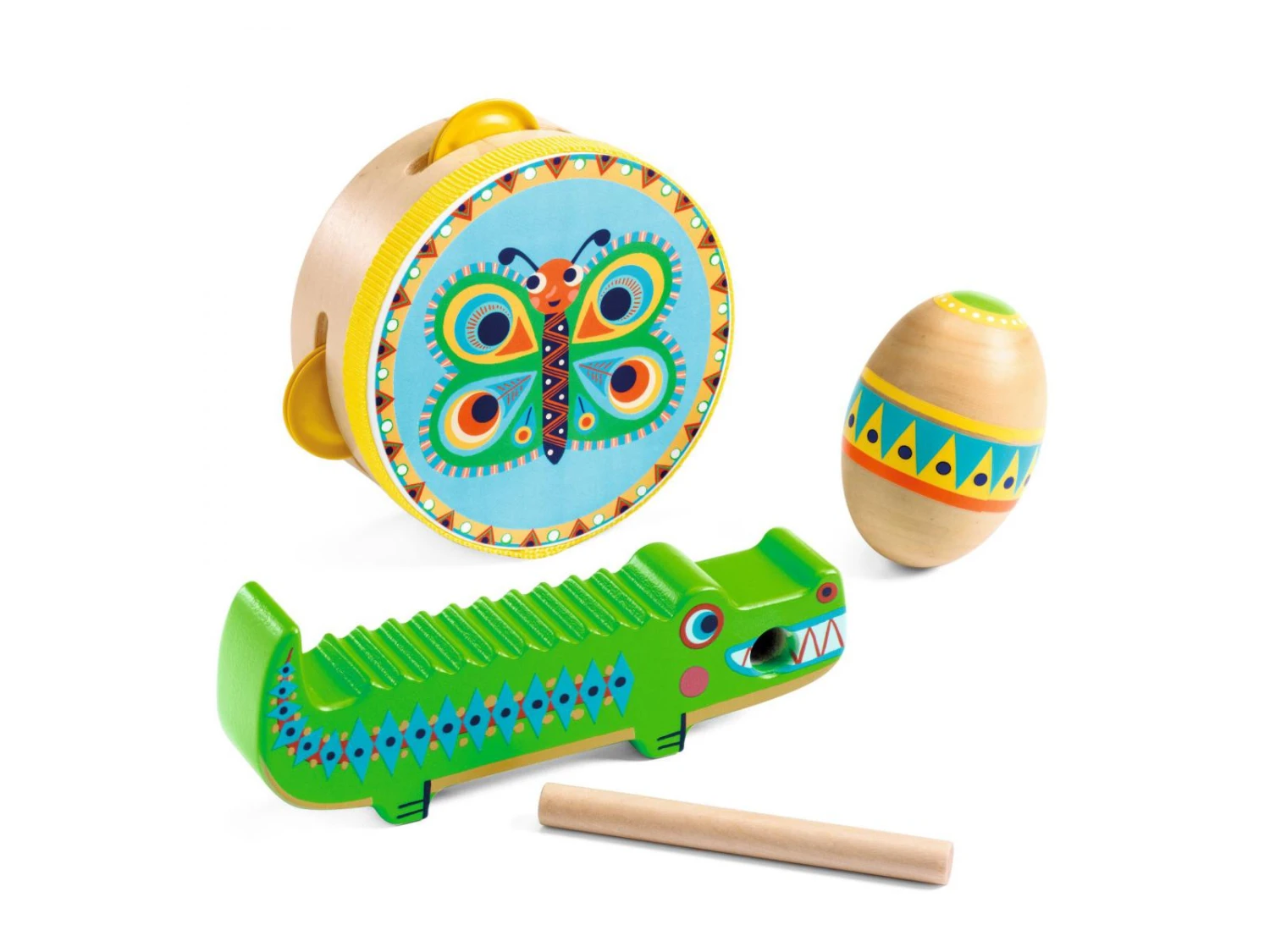 Djeco DJ06031 - Animambo - Set De Percusions: Tambourin,maracas, Guiro 4 Djeco DJ06031 - Animambo - Set De Percusions: Tambourin,maracas, Guiro – Image 2