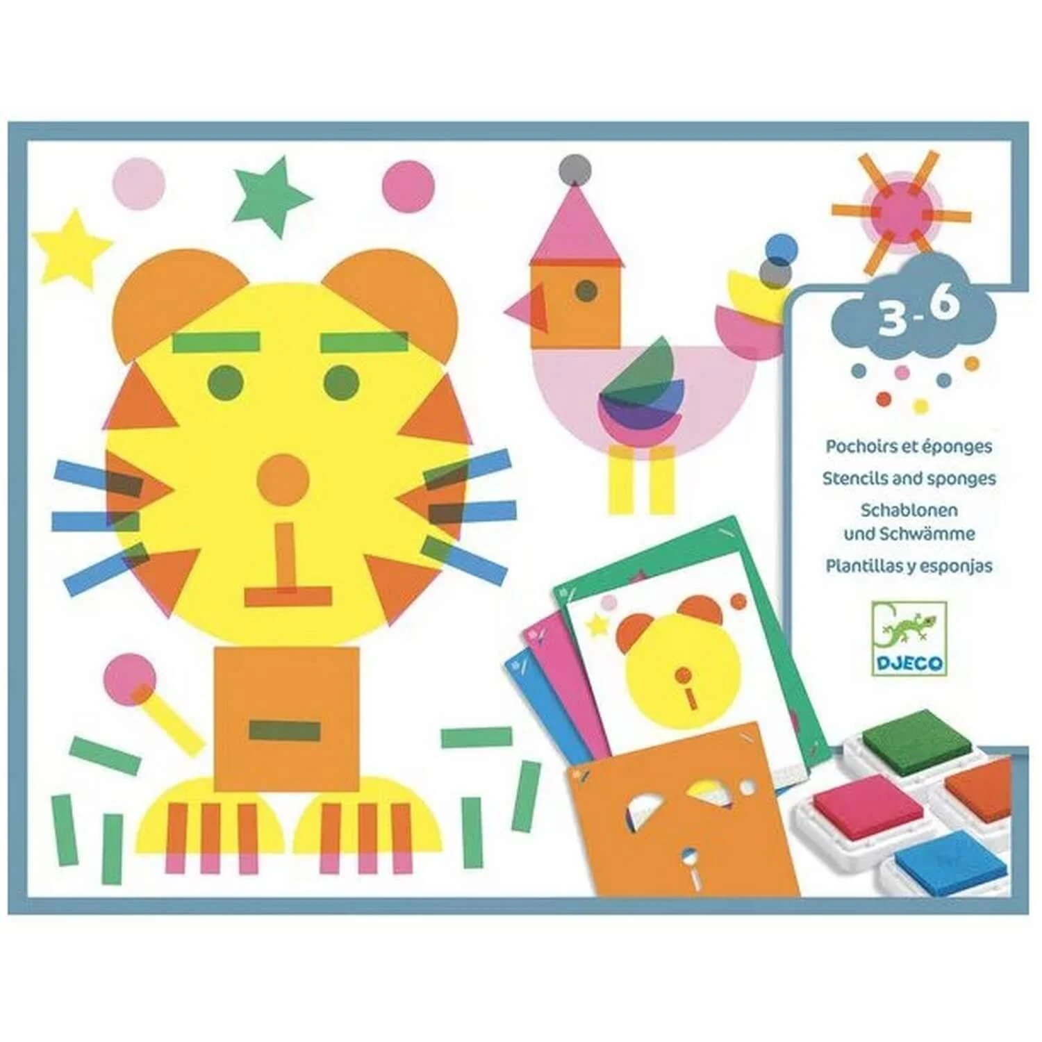 Djeco Coffret De Pochoirs, éponges Et Tampons Encreurs : Tape Et Tape 3 Djeco Coffret De Pochoirs, éponges Et Tampons Encreurs : Tape Et Tape