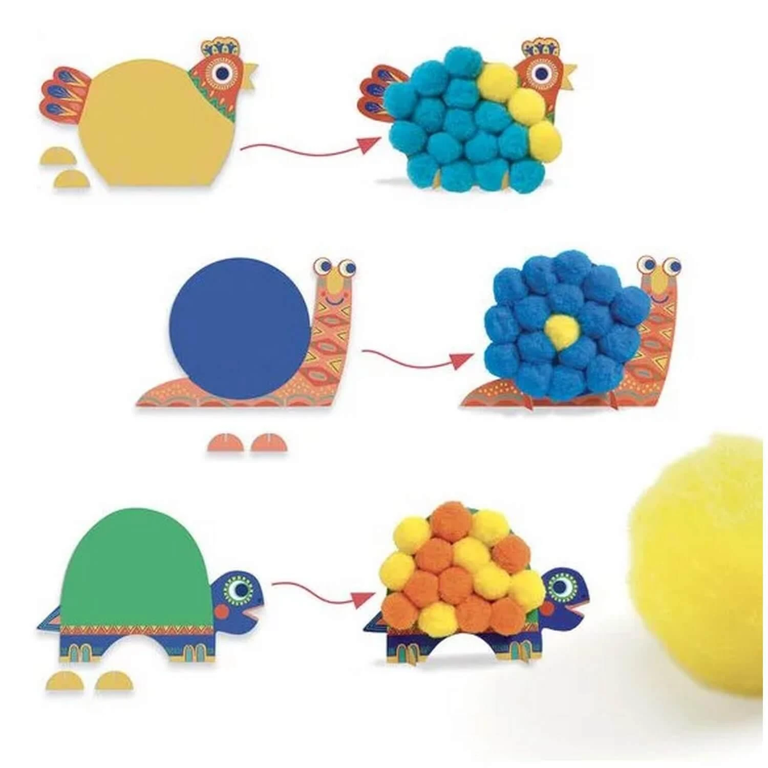 Djeco Coffret Silhouettes Et Pompons : Animaux Tout Doux 4 Djeco Coffret Silhouettes Et Pompons : Animaux Tout Doux – Image 2