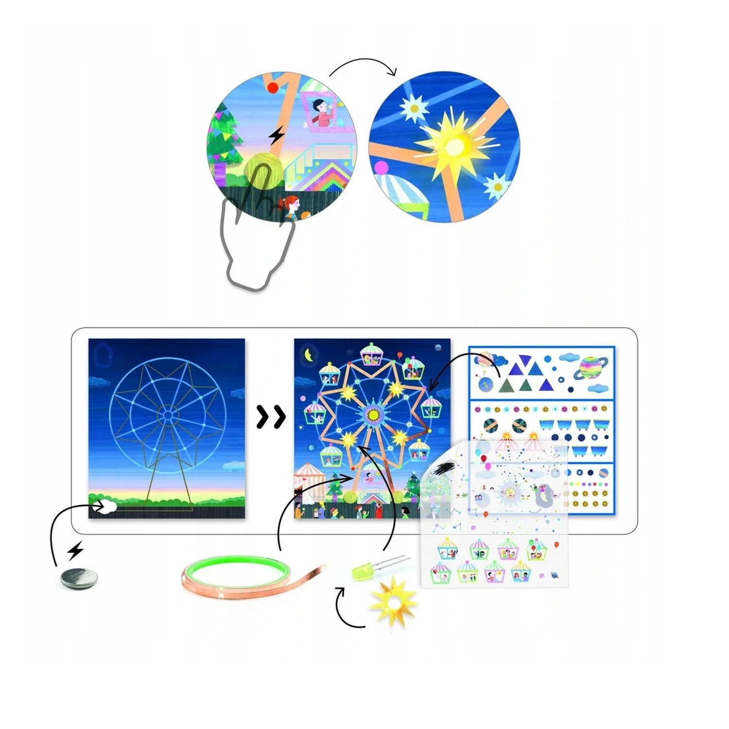 Djeco 3 Tableaux à Illuminer : Là-haut 4 Djeco 3 Tableaux à Illuminer : Là-haut – Image 2