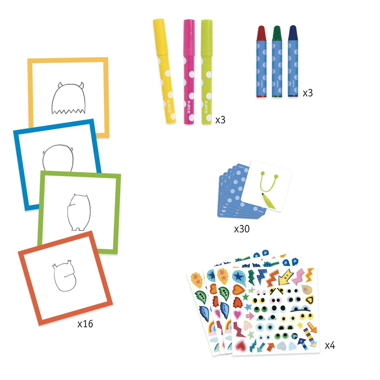 Djeco Coffret Coloriage Et Stickers : Les Petits Monstres 4 Djeco Coffret Coloriage Et Stickers : Les Petits Monstres – Image 2