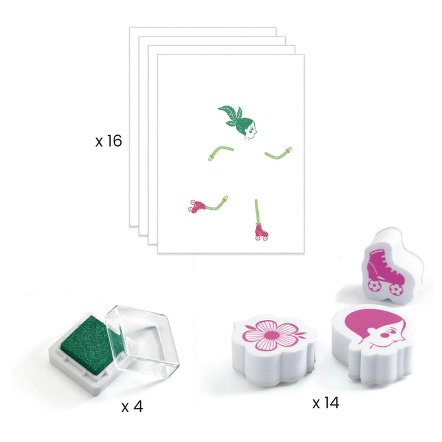 Djeco Tampons Mix And Match : Flower Girls 4 Djeco Tampons Mix And Match : Flower Girls – Image 2