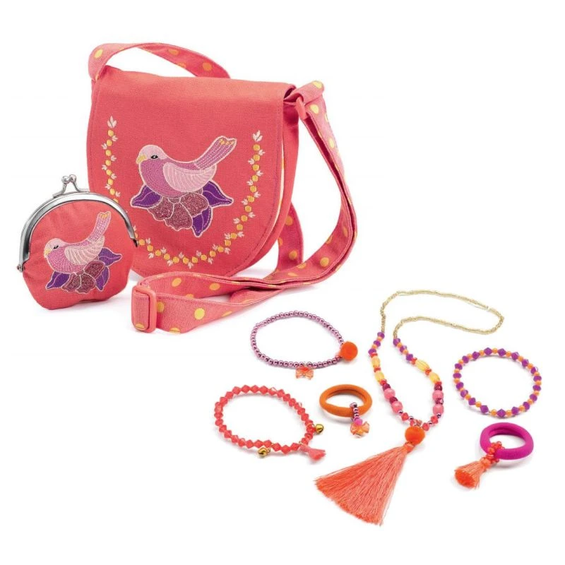 Djeco Pack Sac Brodé Oiseau Et Bijoux Pompons Et Rubans 3 Djeco Pack Sac Brodé Oiseau Et Bijoux Pompons Et Rubans